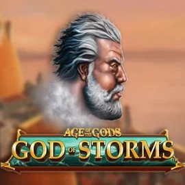 Age Of The Gods: God of Storms slot logo by Playtech at Stake Casino